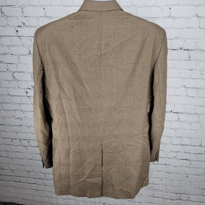 Lauren Ralph Lauren Brown 100% Wool Check 3 Button Blazer Sport Coat 41T *holes