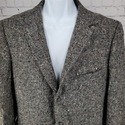 VTG Don Richards Grey Tweed 3 Button Vented Notch Blazer Sport Coat USA 42