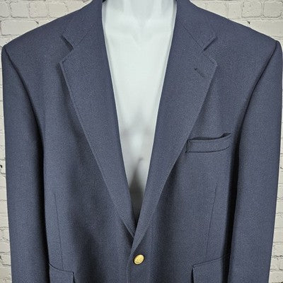 Stafford Navy Worsted Wool Blend 2 Button Vented Notch Blazer Sport Coat 50R