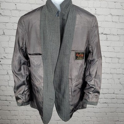 VTG The Barrister Collection Grey Pinstriped 2 Button Notch Blazer Sport Coat 38