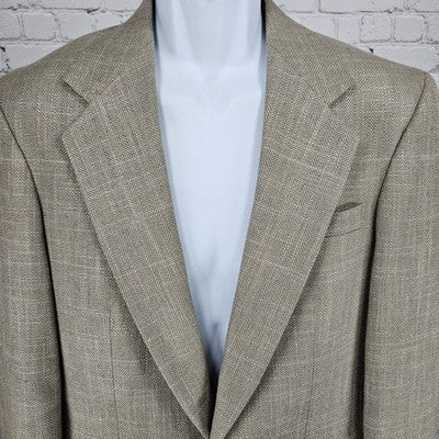 VTG Haggar Gallery Beige Check 2 Button Vented Notch Blazer Sport Coat USA 38