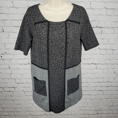 Meadow Rue Anthropologie Black & White Textured Sweater Shift Dress Size Small S