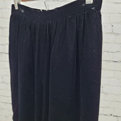 VTG Liz Claiborne Black Velvet High Rise Wide Leg Pants USA Made Size 12 (28x28)
