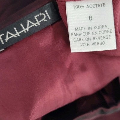 Tahari Dark Red Back Slit Lightweight Lined Straight Pencil Skirt Size 8 (25x19)