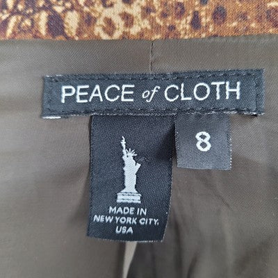 Peace Of Cloth Brown Animal Print 1 Button Stretch Blazer Jacket USA Made Size 8