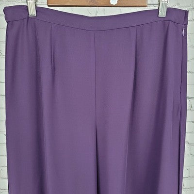 Coldwater Creek Purple High Rise Wide Leg Side Slits Pants Petite 12P (34x27)
