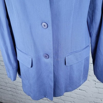 VTG Benchley Ltd Blue Linen Blend 3 Button Notch Blazer Suit Jacket USA Size 8T
