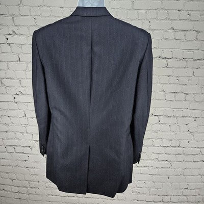 VTG Hickey Freeman Navy 100% Wool 2 Button Notch Blazer Sport Coat USA 40L