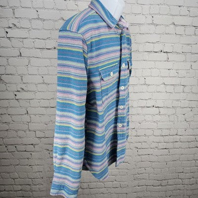 The Nutter Multicolor Striped Shacket Button Up Point Collar Shirt USA Large L
