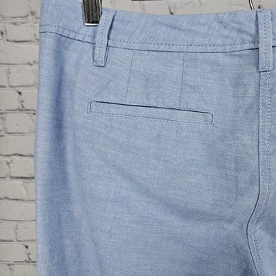 Talbots Blue Relaxed Chambray 100% Cotton Mid Rise Tapered Pants 4P (31x26)