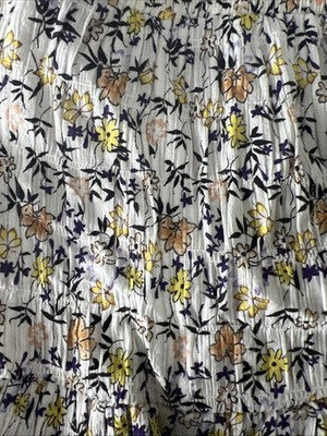 Minkpink White Colorful Floral Elastic Waist Layered Pleated Ruched Skirt M