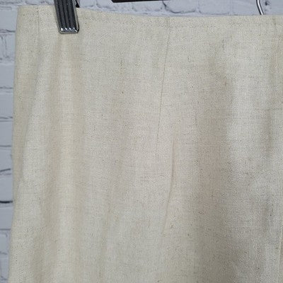 Susan Gail Collection Beige Linen Blend Red Print Buttoned Wrap Unlined Skirt 12