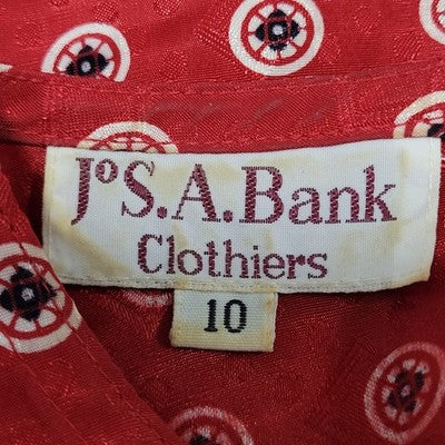 VTG Jos A Bank Clothiers Red Satin Geometric Shoulder Pads Short Sleeve Top 10