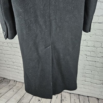 VTG Jones New York Black 100% Wool Velvet Collar Over Coat USA Small Petite SP