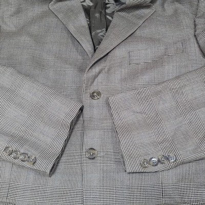 Lauren Ralph Lauren Brown 100% Wool Check 3 Button Blazer Sport Coat 41T *holes