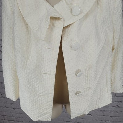 Citrine Collection Ivory Glitter Buttoned Lined Jacket Canada Made Size 10
