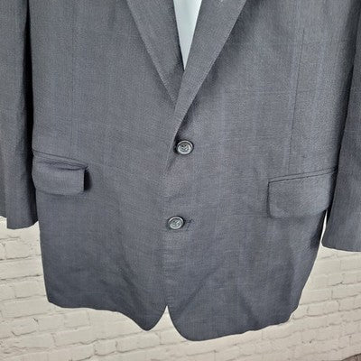 VTG Cricketeer Grey Windowpane 2 Button Vented Notch Blazer Sport Coat USA 48
