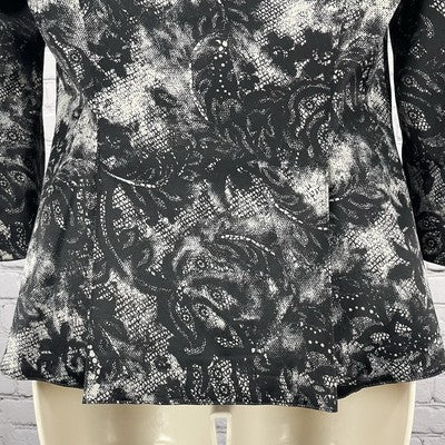 Bellatrix Black Lace Printed Lightweight Stretch Blazer Jacket Small S *buttons