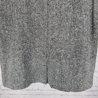 VTG Lizsport Black & White 100% Wool Lined Back Slit Skirt Size 16 (30x21)