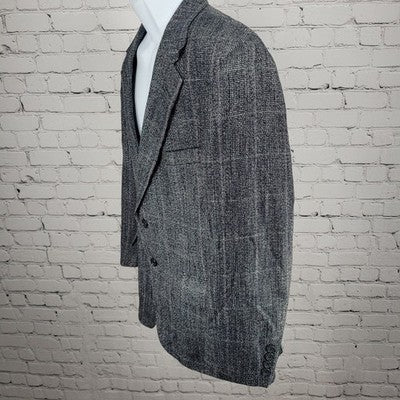 VTG Benchley Ltd Black White 2 Button Vented Notch Blazer Sport Coat USA 42S