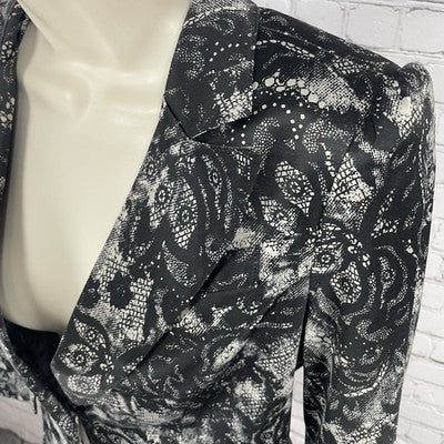 Bellatrix Black Lace Printed Lightweight Stretch Blazer Jacket Small S *buttons