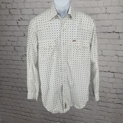 Rafter C White Black Cowboy Collection Pearl Snap Long Sleeve Shirt Medium M