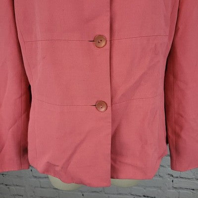 Nicola Pink Buttoned Collarless Lined Formal Suit Jacket Blazer Italy Size 6