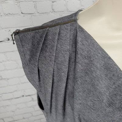 Selected Femme Grey Shoulder Zip Short Sleeve Cowl Neck Short Dress Size Large L