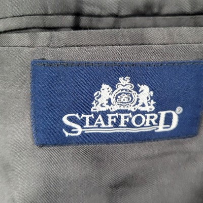 Stafford Grey Worsted Wool Blend 2 Button Notch Blazer Sport Coat Size 48R