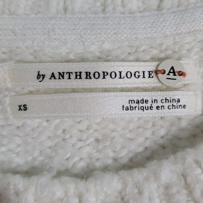 Anthropologie White Soft Cozy Chunky Knit Short Sleeve Sweater Top Size XS