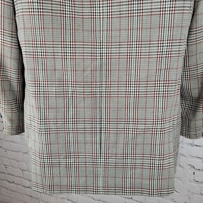 VTG Palm Beach Black White & Red Plaid 2 Button Sport Coat USA Made Size 38L