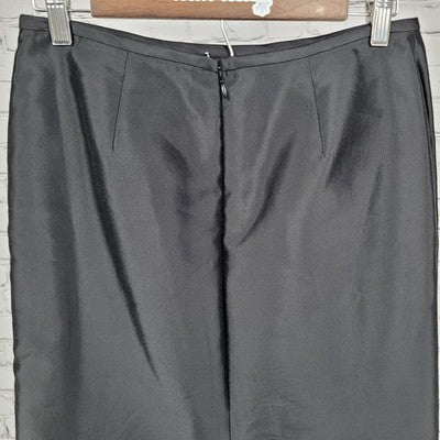 Adrianna Papell Evening Essentials Black Silk Blend Knee Length Straight Skirt 8