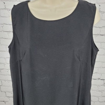 VTG Courtenay Black Sleeveless Wheat Grass Side Slits Unlined Shift Dress 14