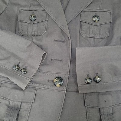 Ann Taylor Brown Cotton Blend Stretch Buttoned Collared Unlined Jacket Size 6