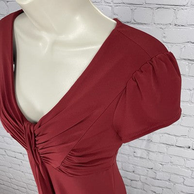 Laundry By Shelli Segal Red Ruched Puff Short Sleeve Stretch Zipped Dress Size 4