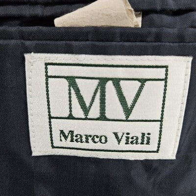Marco Viali Black Pinstriped 3 Button Ventless Notch Blazer Sport Coat 42R