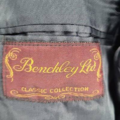 VTG Benchley Ltd Black White 2 Button Vented Notch Blazer Sport Coat USA 42S
