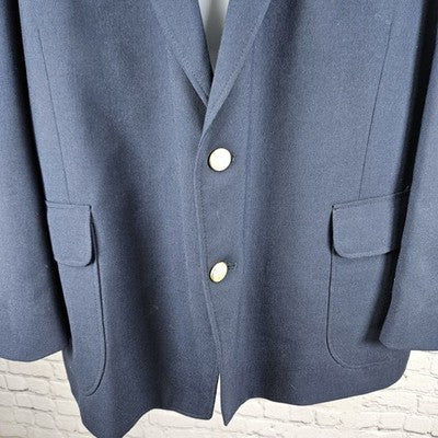Stafford Navy Worsted Wool Blend 2 Button Vented Notch Blazer Sport Coat 50R
