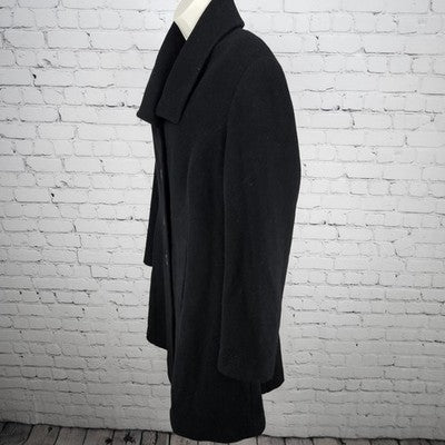 Preston & York Black Wool Blend Button Bow Collar Lined Over Coat 12 *defects