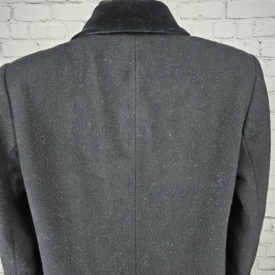 VTG Jones New York Black 100% Wool Velvet Collar Over Coat USA Small Petite SP