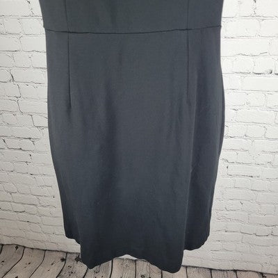 Ann Taylor Black Sleeveless Shawl Collar Wrap Snap Stretch Sheath Dress 6