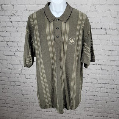 Corpus Christi Country Club Black Tan Striped Short Sleeve Golf Polo Shirt XXL