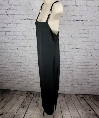 VTG Black Ice Evening Strappy Rhinestone Stretch Cocktail Dress USA Made Size 14