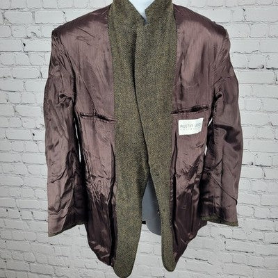 Austin Leeds Green Tweed 2 Button Single Vented Notch Blazer Sport Coat 40S
