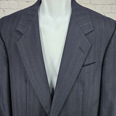 VTG Hickey Freeman Navy 100% Wool 2 Button Notch Blazer Sport Coat USA 40L
