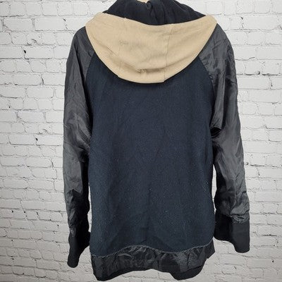 London Fog Black Microfiber Stretch Buttoned Hooded Warmer Liner Coat M Petite