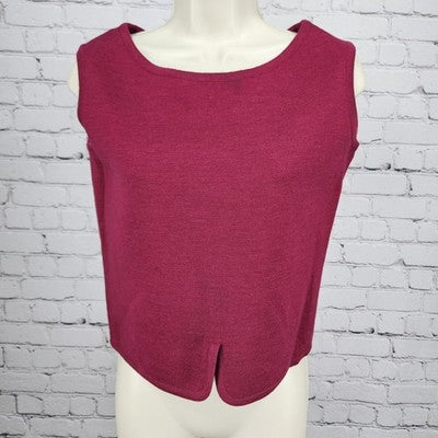 VTG Mirsa Red 100% Wool 2 Piece Set Buttoned 3/4 Sleeve Crop Jacket Top Italy 8