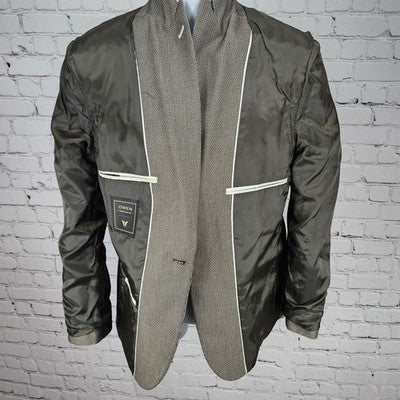 Owen Men’s Brown 1 Button Double Vented Peak Stretch Blazer Sport Coat 48 US 38