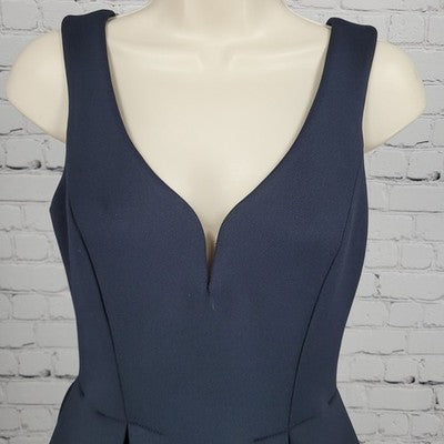 Ali Ro Navy Ponte Stretch Pleated Sweetheart Sleeveless Mini A-Line Dress 2