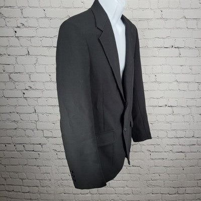 Towncraft Black 2 Button Single Vented Notch Washable Blazer Sport Coat USA 40